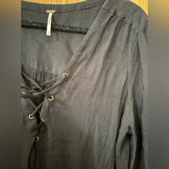 Free People black Lace-Up Tunic top M - Picture 5 of 10